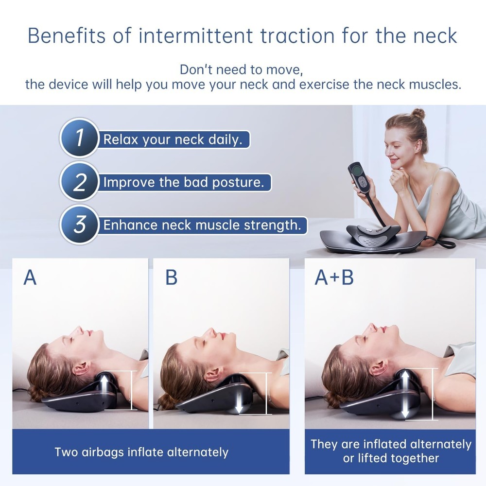 Multi-Functional Cervical Traction Device, Electric Neck Stretcher with Dynam...