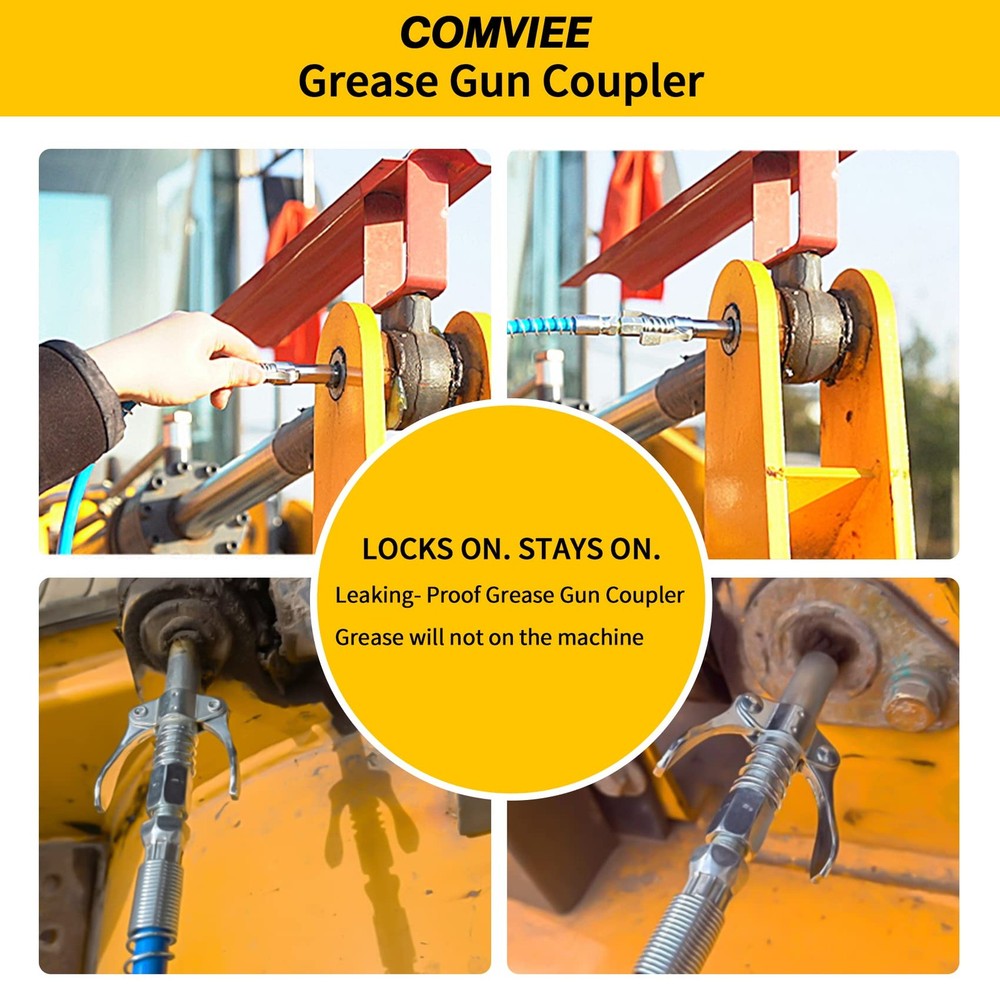 COMVIEE Grease Gun Coupler, Double Handle Quick Lock Release Tips 1 PC