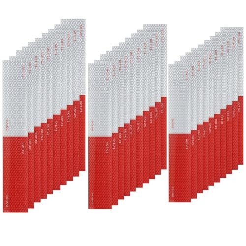 Reflective Tape 30 PCS - 2"x12" Red/White DOT-C2 Waterproof Self-Adhesive