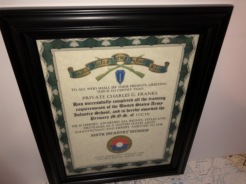 U.S. ARMY (9TH I.D.) INFANTRY TRAINING AND ASSIGNMENT CERTIFICATE