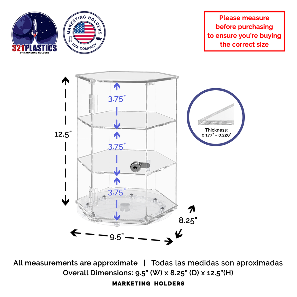 Spinning Acrylic Display Cabinet Clear Retail Locking Showcase