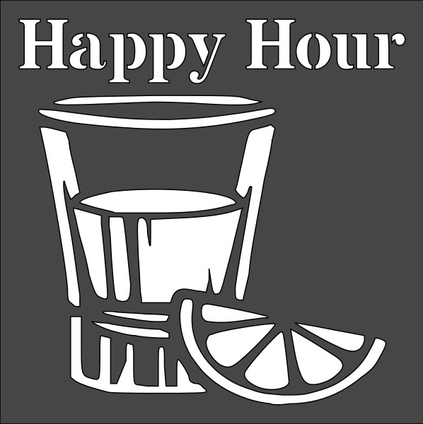 8"x8" Clear Plastic Stencil - Happy Hour (SC313)*****