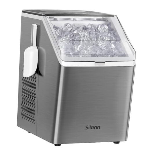 Ice Makers Countertop, 44lbs Per Day, 2 Ice Cube Maker Stainless Steel-cube