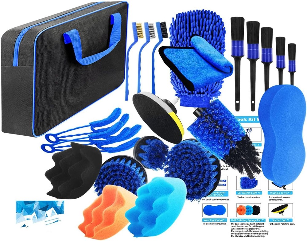 22 Pcs Ultimate Car Detailing Brush Set Drill Not Include