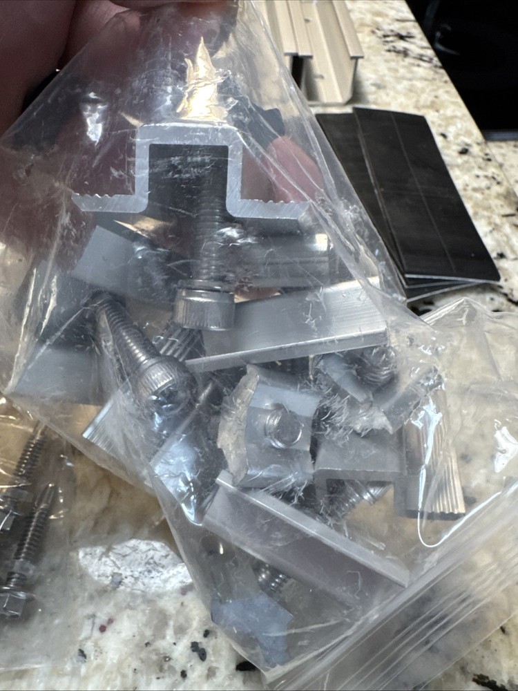 Solar Panel Mounting Fixing Kit Rail Brackets End/Mid Clamp Universal