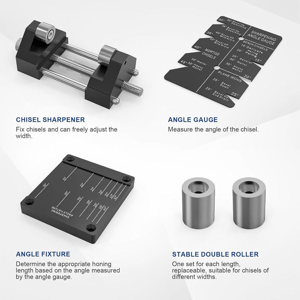 Precise Chisel Sharpening Jig Kit, Honing Guide System for Chisels and Planes