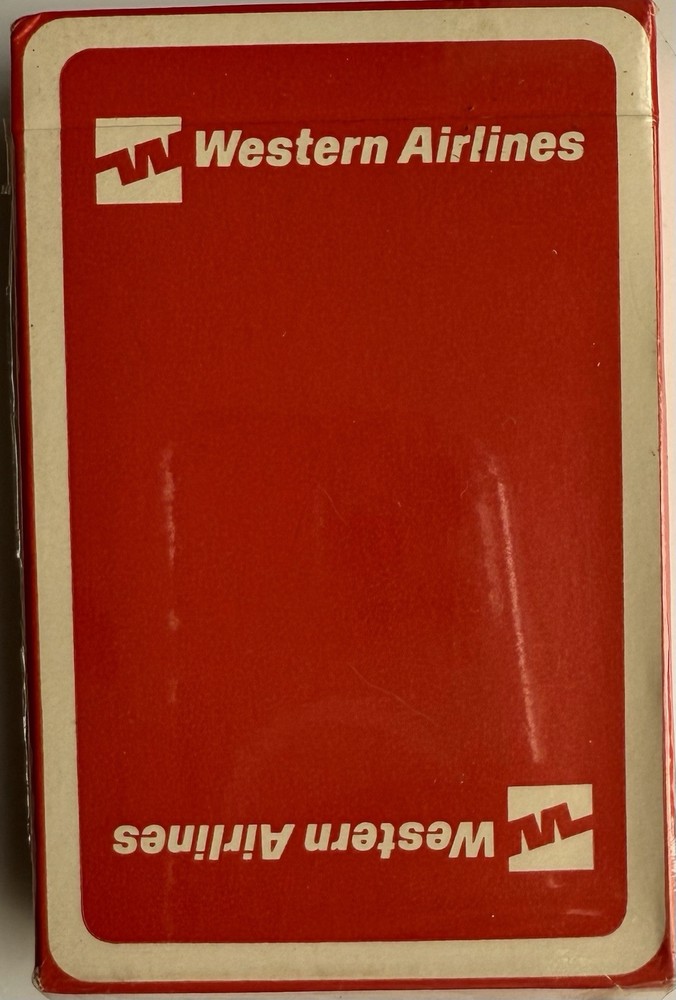 Western Airlines Playing Cards - Orange Solid with Route Map - SEALED