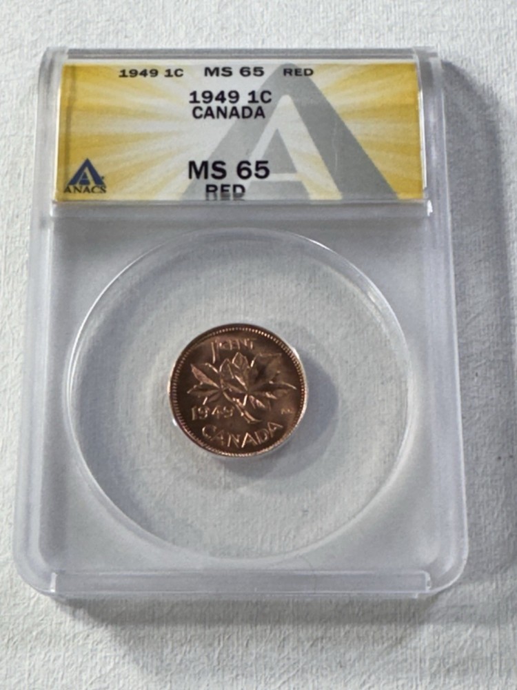 1949 Canada 1 Cent Graded MS 65 Rd by ANACS