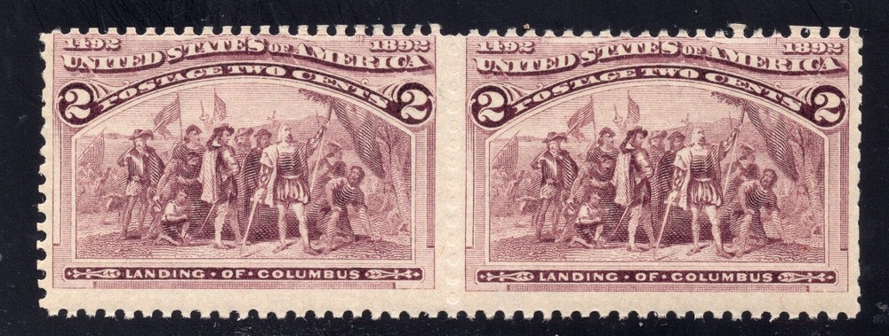 US Mint SC#231 Pair - MNH - "Broken Hat" Variety, Blind Perfs