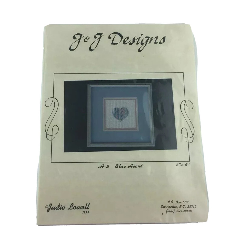 J & J Designs Blue Heart Needlepoint Pattern Judie Lowell