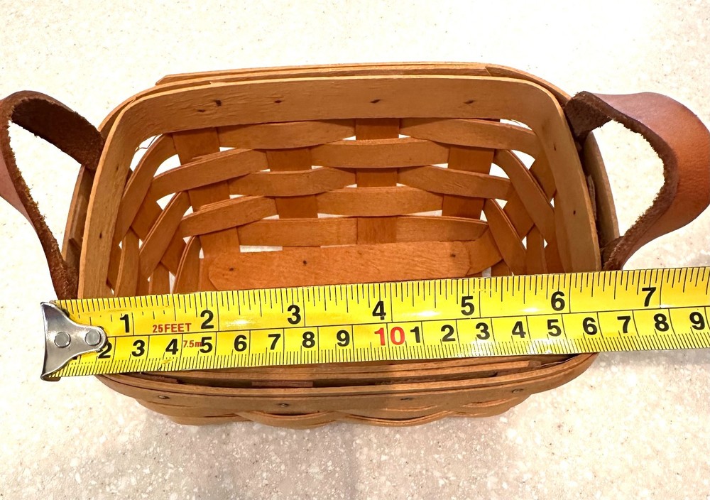 Longaberger Hand Weaved Signed dated 2000 Rectangular Basket with Leather Handle