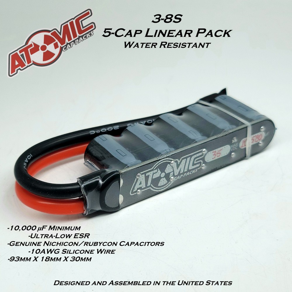 ATOMIC Linear RC Cap Pack /ESC Pack / 3-8S / 10,000uF Minimum / 35V / USA