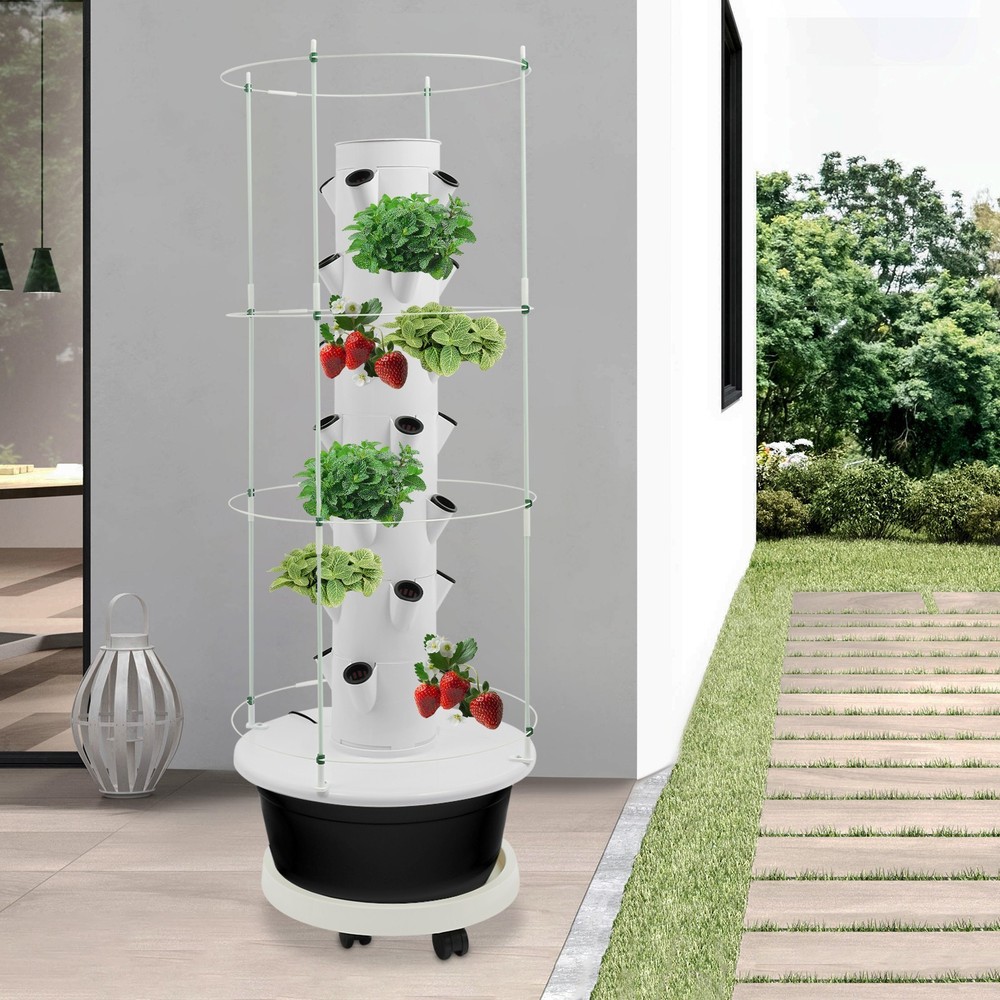 Vertical 28-Pots Hydroponics Tower Hydroponic Growing System w/ Climbing Trellis