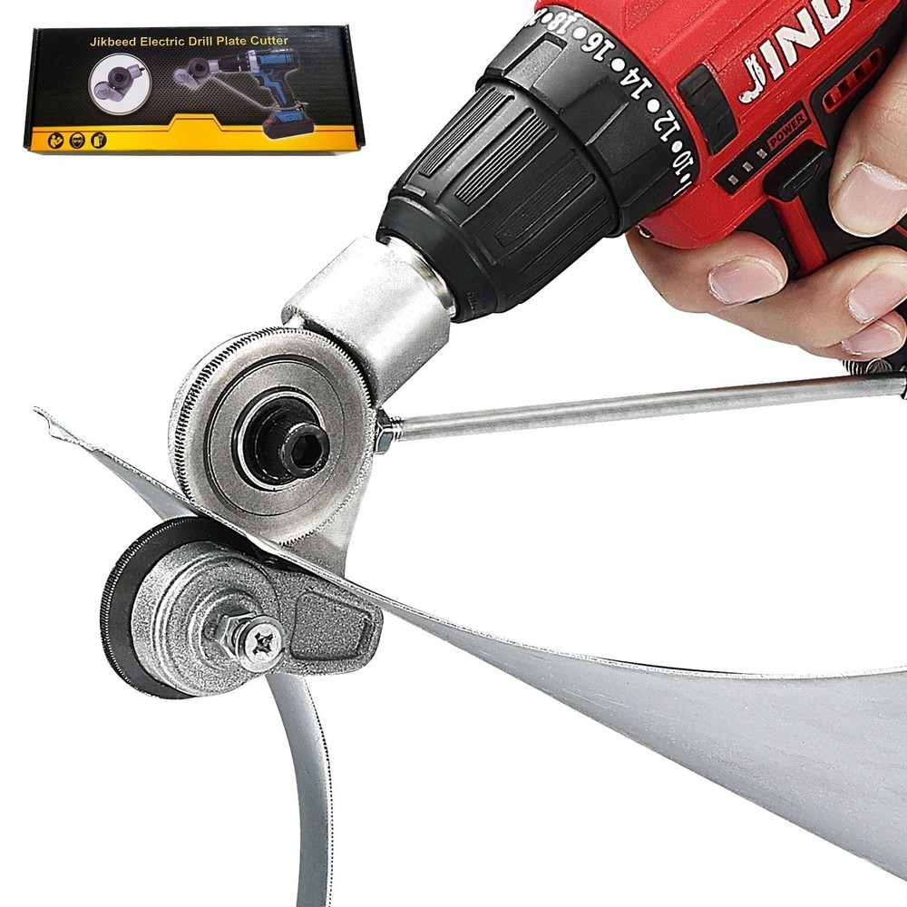 Jikbeed Metal Nibbler Drill Attachment - Reinforced dedicated version, Silver