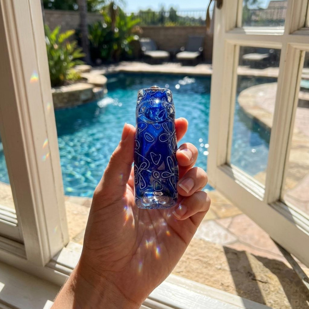 River Flowers Squared Glass Hand | Duke Blue | 3.5"
