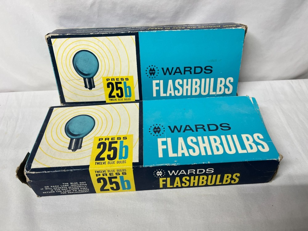 Vintage 2 WARD'S Flashbulbs Press 25b 12 Blue Bulbs Each Box