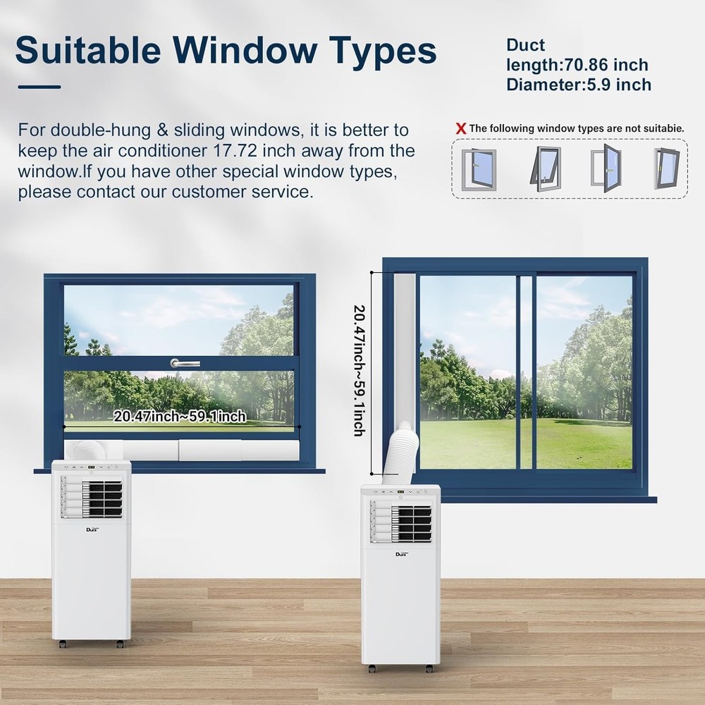 Energy-Efficient 8500 BTU Portable Air Conditioner White for Small Spaces