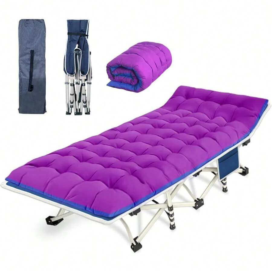 Camping Cot Comfortable Mattress Cots Sleeping Pad Heavy Duty Bed Include Carry