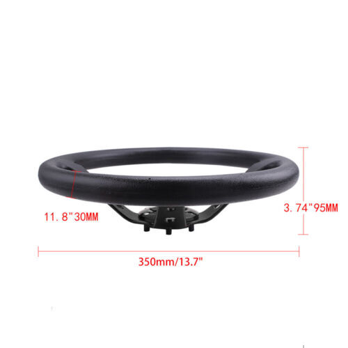 Black 345mm Deep Dished Red Racing Steering Wheel+Ball Quick Release Adapter Kit