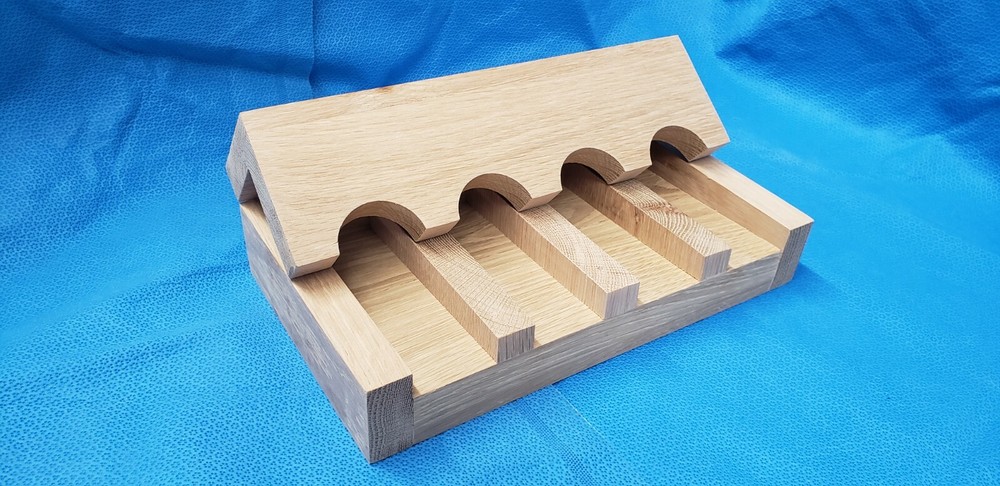 4 gun - wood closet gun rack with floor rest - Solid Oak