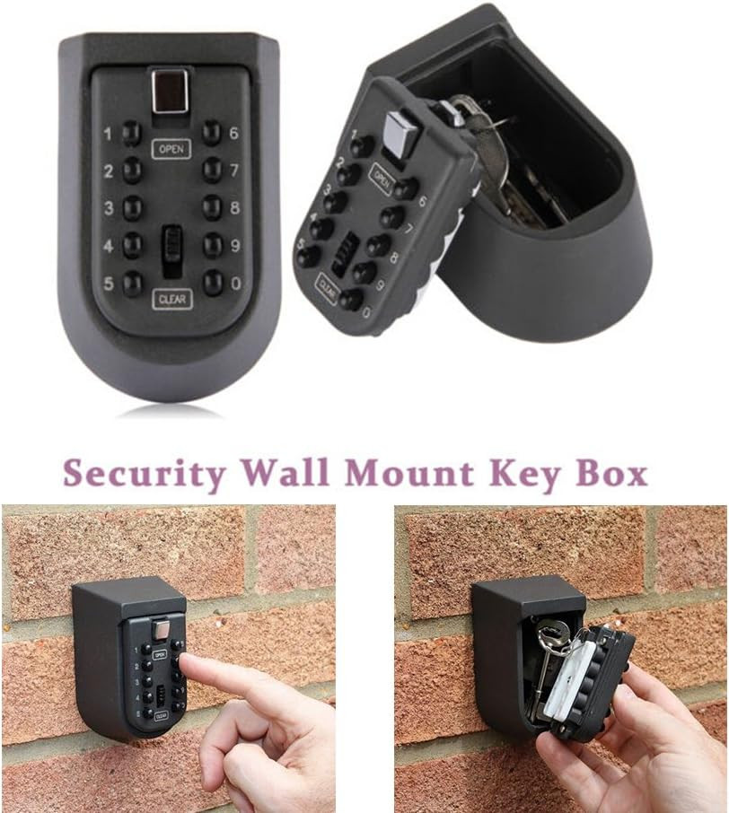 Indoor & Outdoor Key Lock Box Wall Mounted Push Button Combination Key