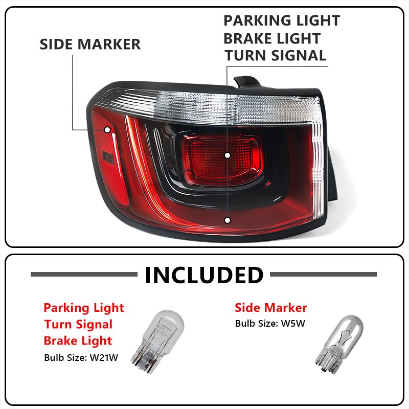 Left Outer Tail Light For Jeep Compass 2017-2020 Halogen Brake Lamp Driver LH