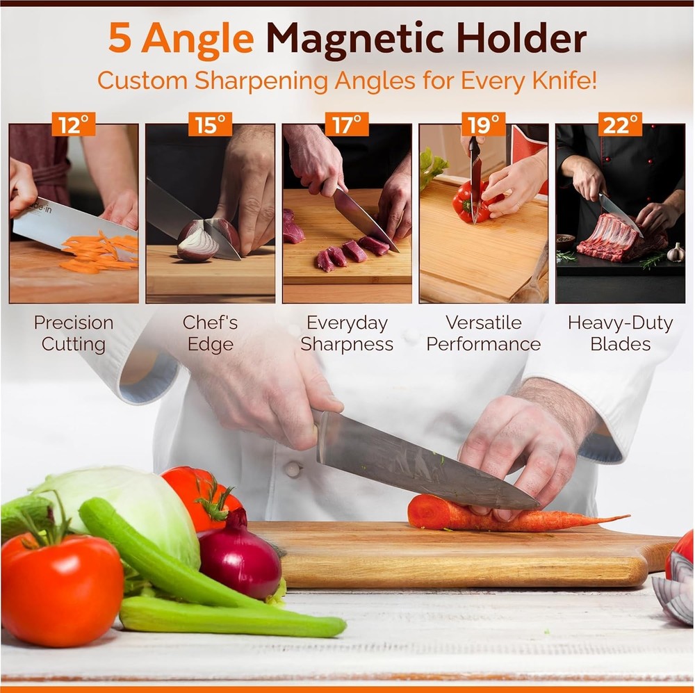 Rolling Knife Sharpener Kit - Dual-Grit Diamond & Ceramic Wheels