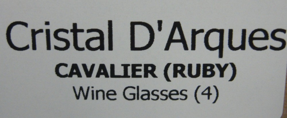 Cristal D' Arques CAVALIER (RUBY) Wine Glasses SET OF FOUR MINT IN BOX