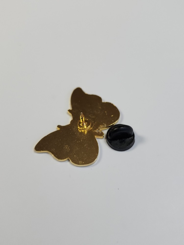 Butterfly Lapel Pin Orange & Brown Nice Enamel