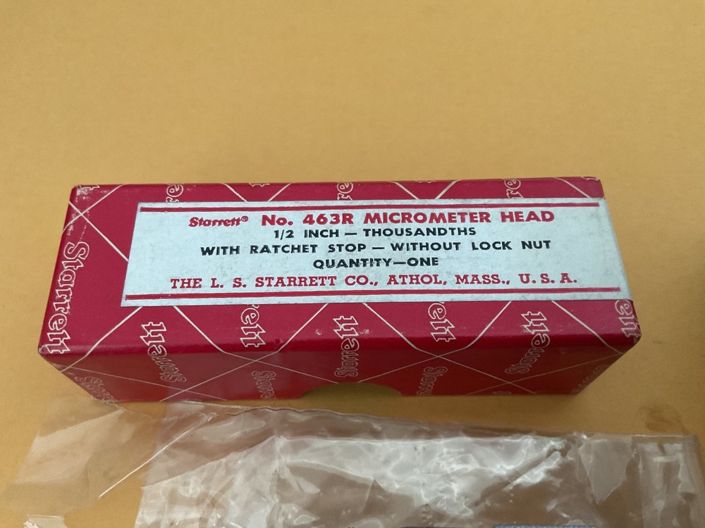 New Starrett 463R Micrometer Head, 1/2", No Lock Nut