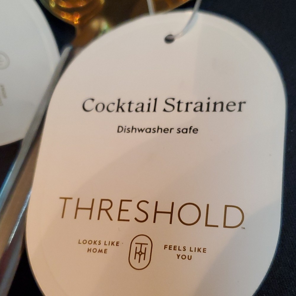 Threshold Gold Double Jigger & Cocktail Strainer Metal Dishwasher Safe Bar Tools