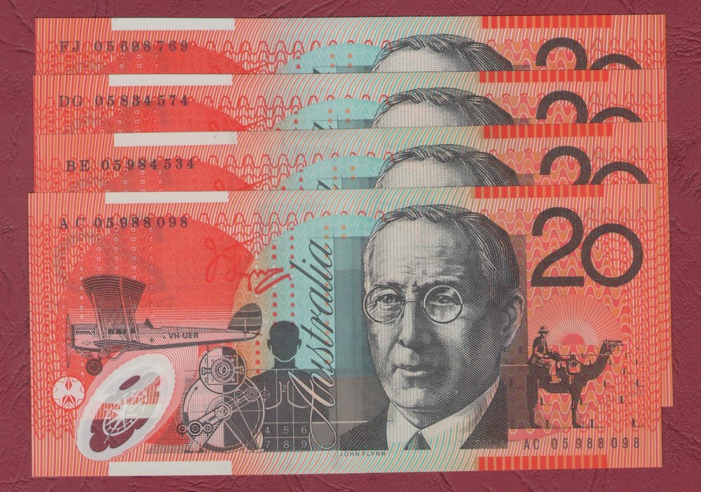 AUSTRALIAN BANKNOTE $20 TWENTY DOLLARS 2005 GEN PREFIX UNC