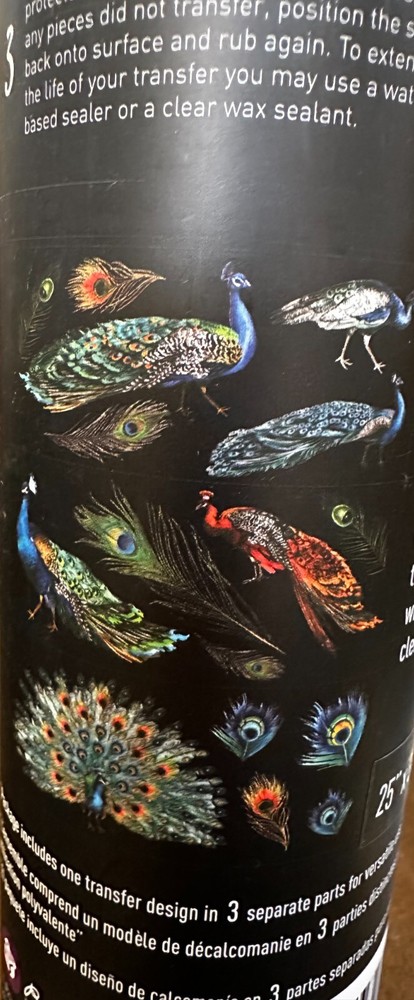 PEACOCK DREAMS Redesign with Prima Decor Transfer 24"x33" Rub On