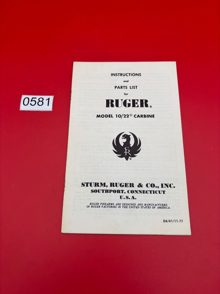 Ruger Manual 10-22 1977 #0581