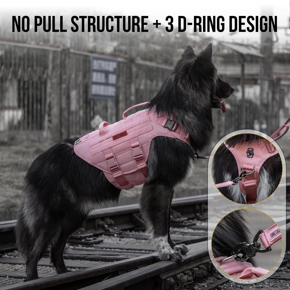 Large Tactical Dog Harness, No Pulling Adjustable Dog Vest Harness, Heavy Dut...