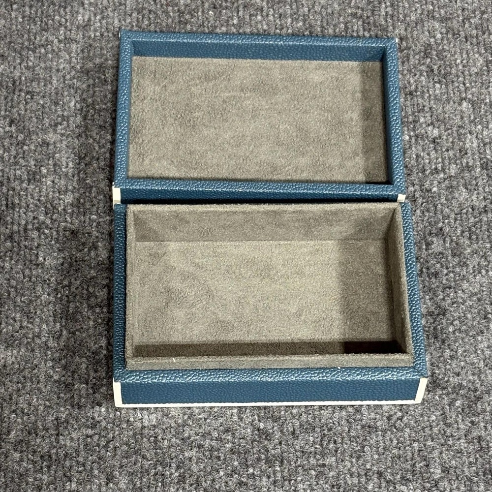 Williams-Sonoma Home Trinket Box Small Blue Faux Shagreen Rectangular Lined