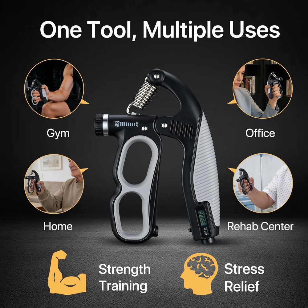 Powergrip Adjustable Hand Grip Strength Trainer, Heavy Duty Exercise Equipment w