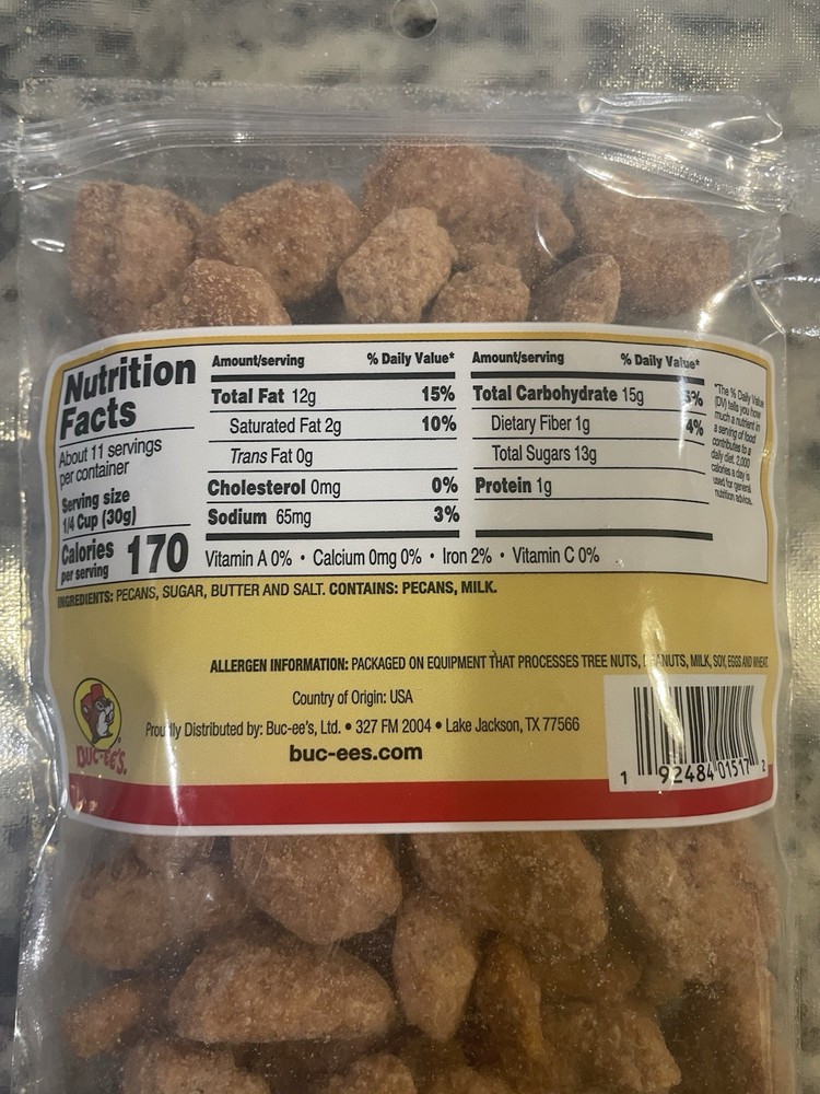 Buc-ee’s Butter Toffee Pecans 12 Ounces snacks