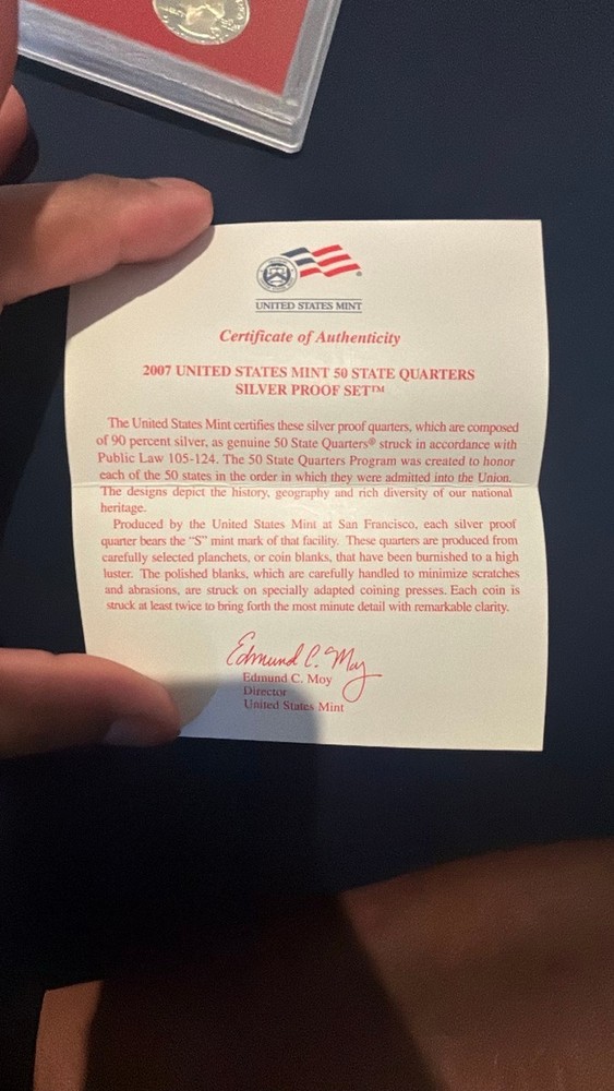 2007 US Mint 50 State Quarters Silver Proof Set