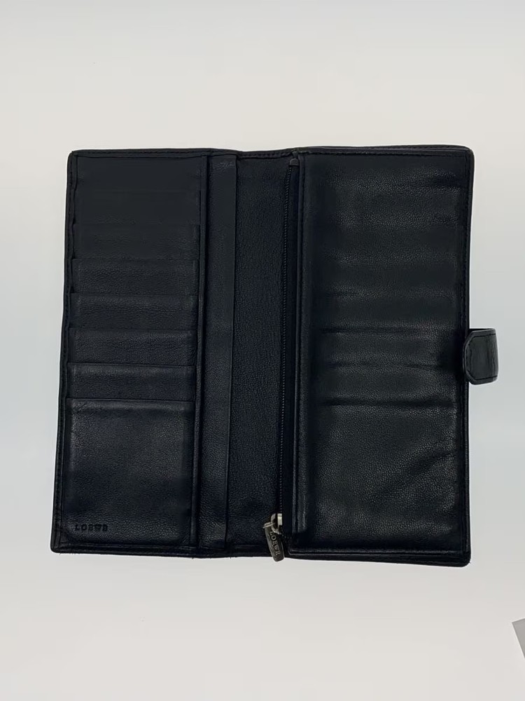 LOEWE Long Wallet Leather Black Plain Men's