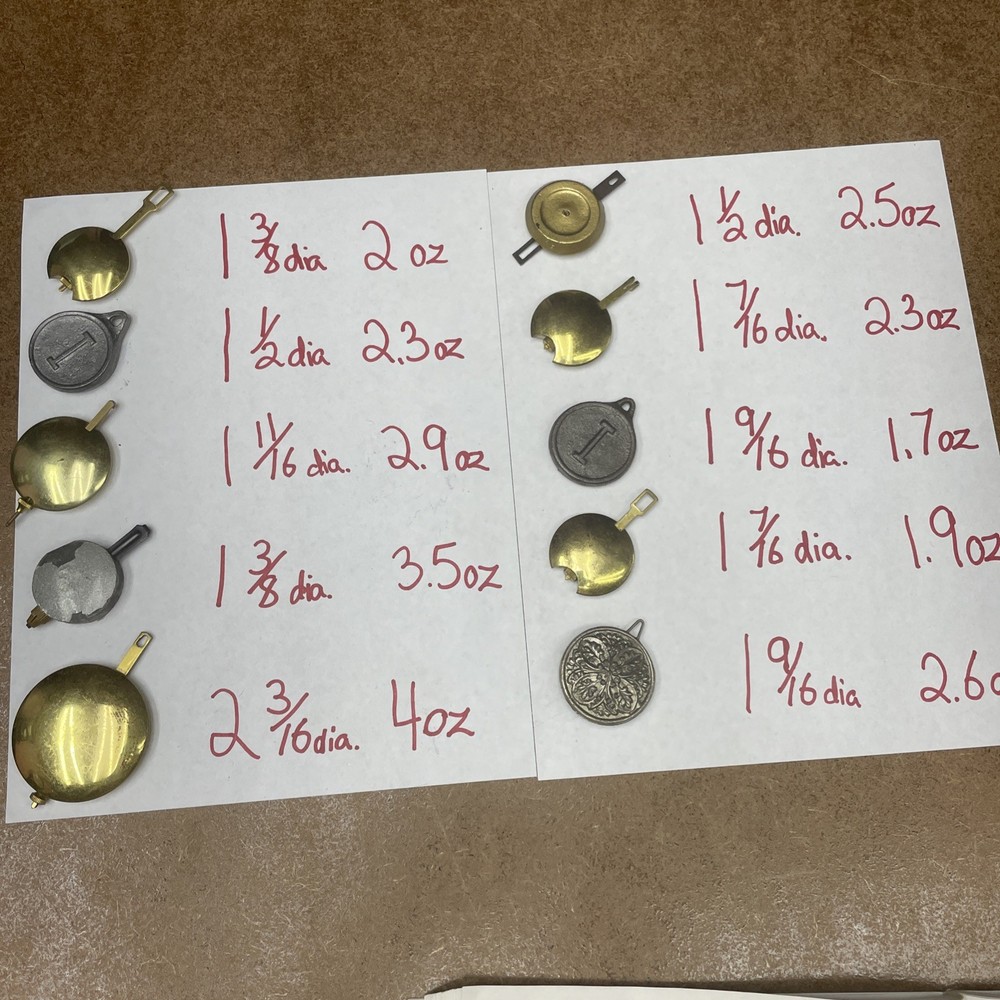 10 PENDULUM BOBS, Seth Thomas,Ingraham,Ansonia, Sessions,Gilbert  6