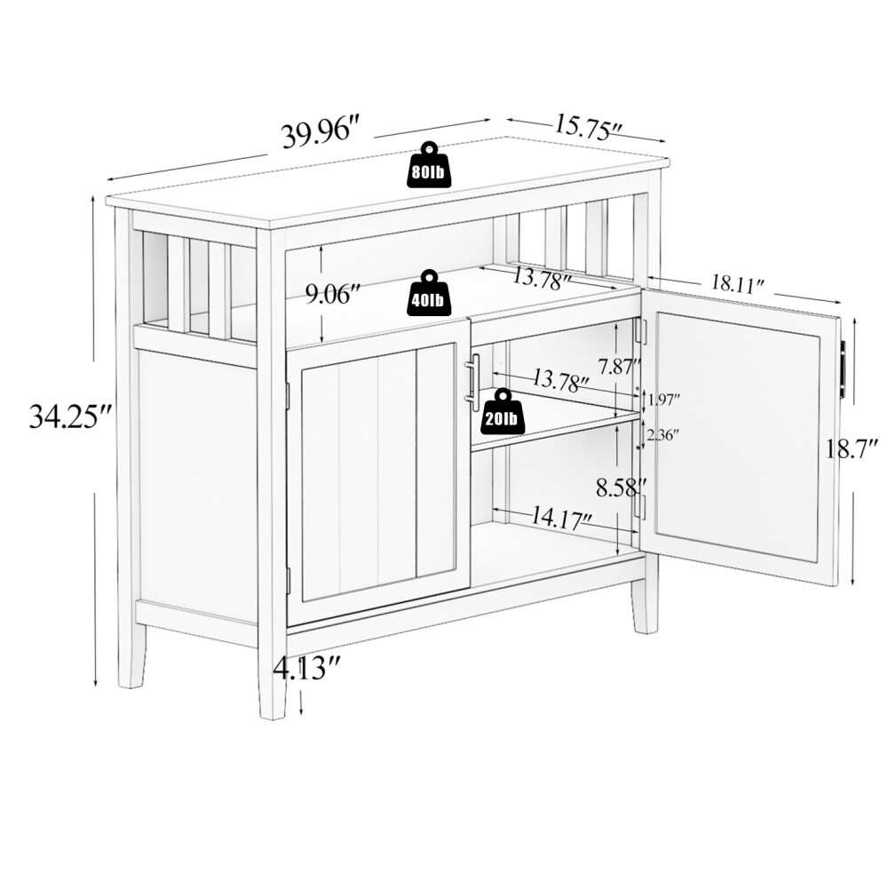 For Kitchen/Living Room Storage Sideboard & Buffet Server Cabinet White
