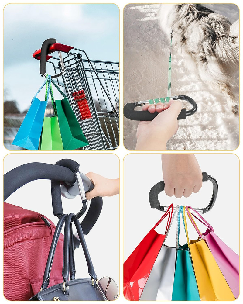Stroller Hooks, 6.3" Large Stroller Clip, 2 Pack Stroller Hooks for Hanging Bags
