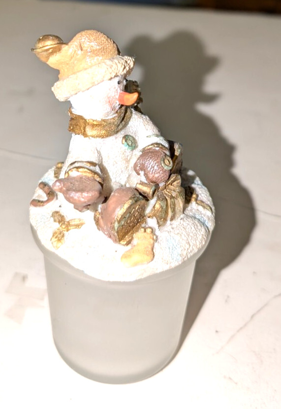 Golden Snowman Candle Holder