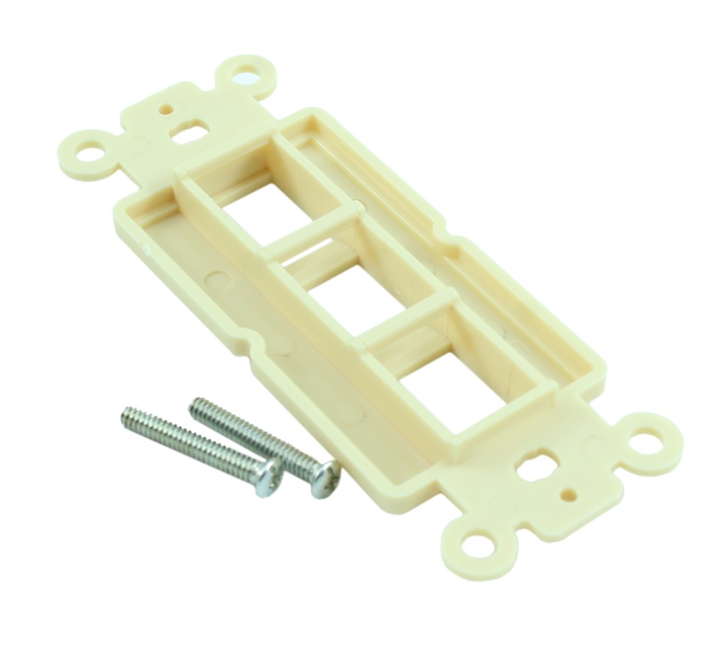 Wallplate: 3 Open Keystone Decora Plate Insert Ivory