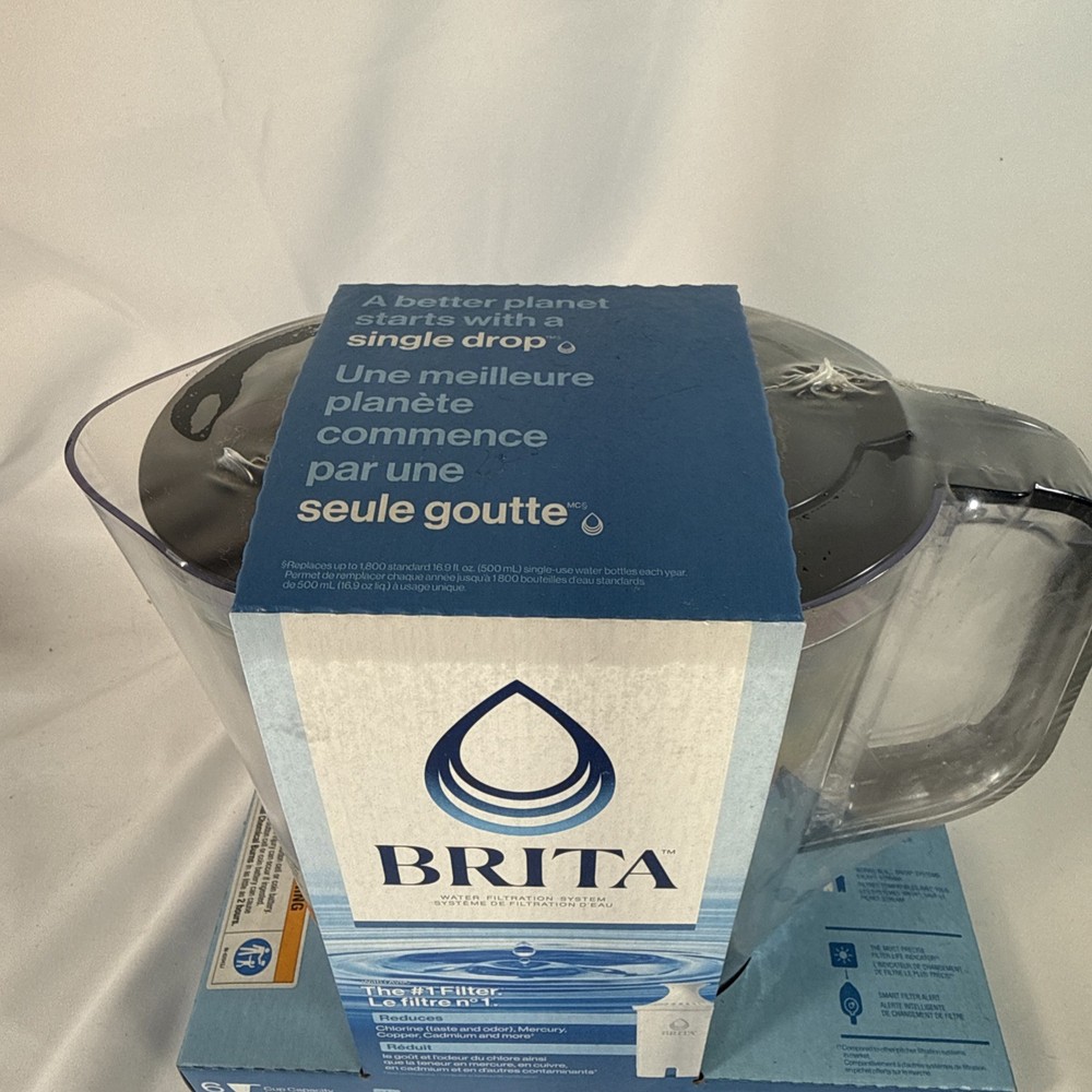 NIB Brita 6 Cup Black Denali Water Filter Pitcher with 1 Brita Standard Filter