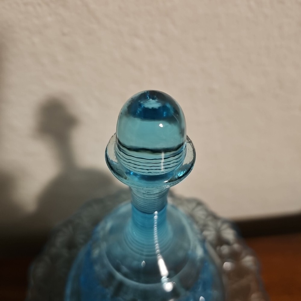 L E Smith Blue Daisy & Button Bell Shape Candy Sish Bowl Rare