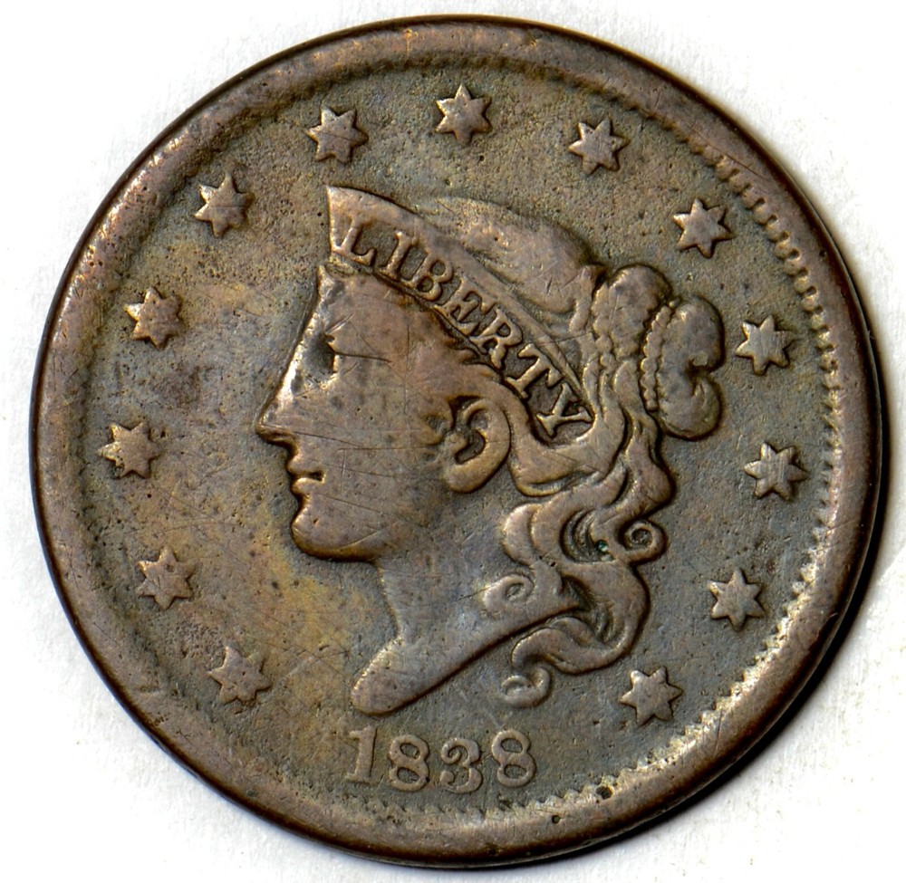 1838 Large Cent, Coronet Head