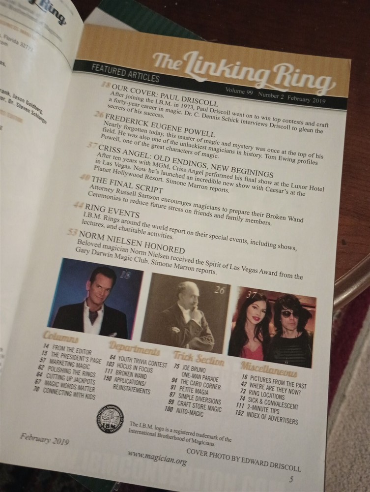 Paul Driscoll Linking Ring Issue 2019