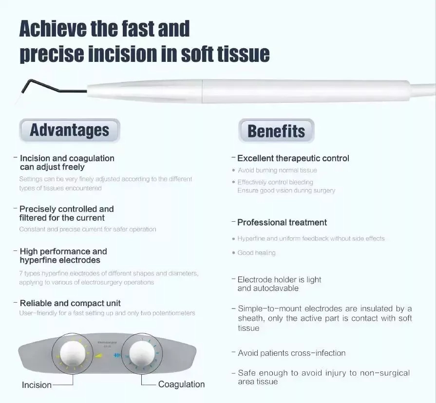 Dental Electro Electrosurgery Unit Machine High Frequency Electric 7pcs Knife
